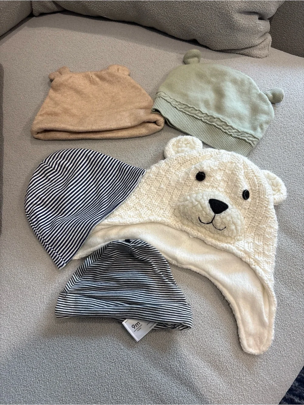 Children's Bear Ear Winter Hat - Cream Plush